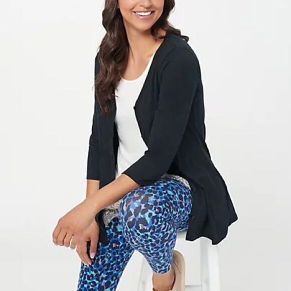 LOGO Principles by Lori Goldstein 3/4 Sleeve Cardigan - Picture 1 of 6